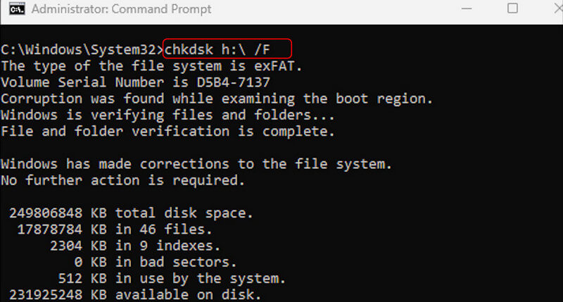 Tipo Chkdsk