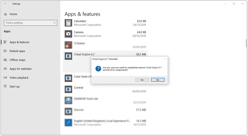 Desinstalar aplicación en Windows