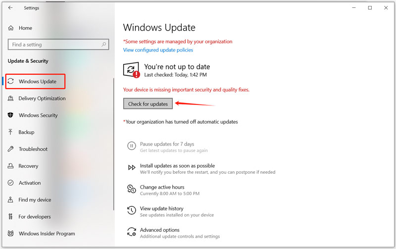 Windows Update: buscar actualizaciones