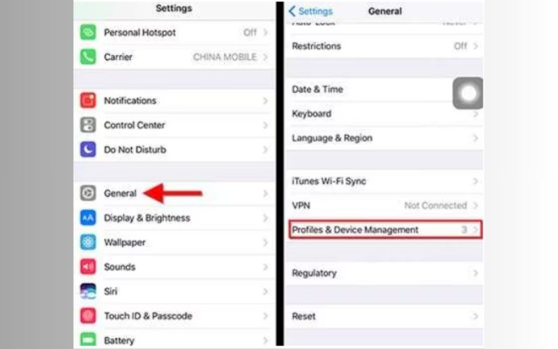 Seleccionar perfil y administración de dispositivos