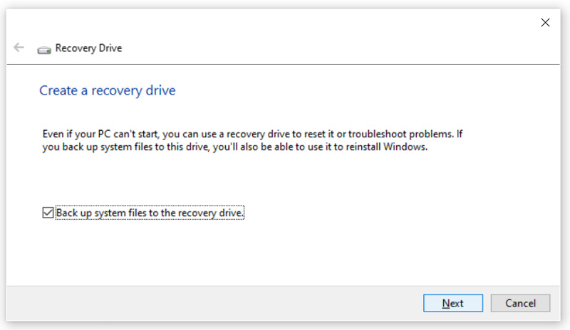 Crear una unidad de recuperación en Windows 10