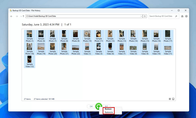 Haga clic derecho en Restaurar