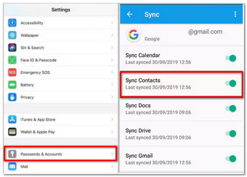 Contactos de sincronización directa