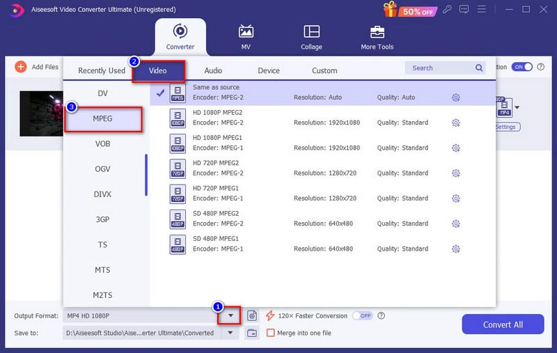 Video Converter Ultimate Encuentra salida MPEG