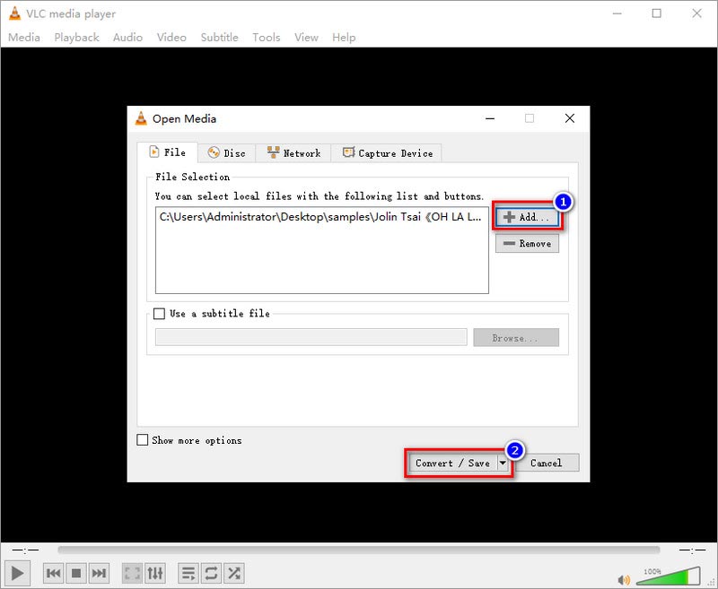 VLC Agregar archivos