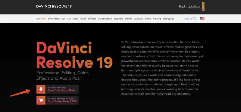 Descarga gratuita de Davinci Resolve 19