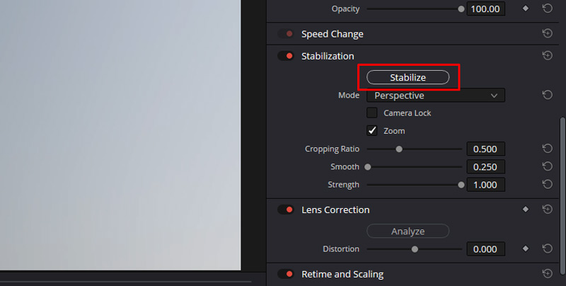 Estabilizar el vídeo en Davinci Resolve