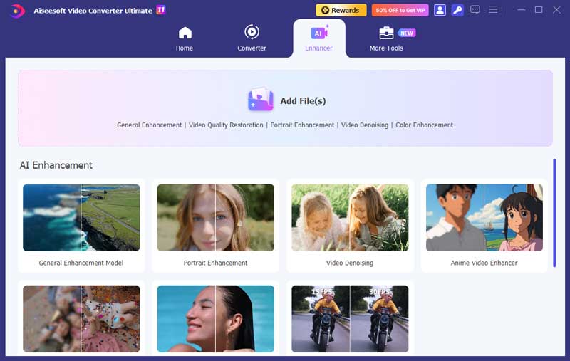 Interfaz de Aiseesoft Video Upscaler
