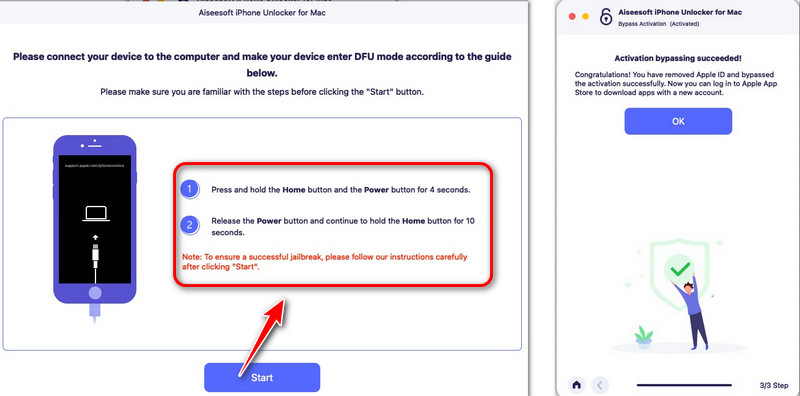 Desbloqueo de iPhone Entrar DFU Éxito
