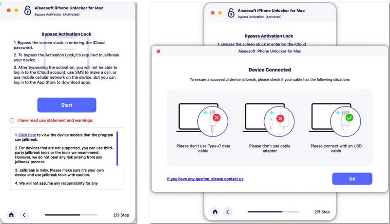 Desbloqueador de iPhone Cumplir Requerir Iniciar Ok