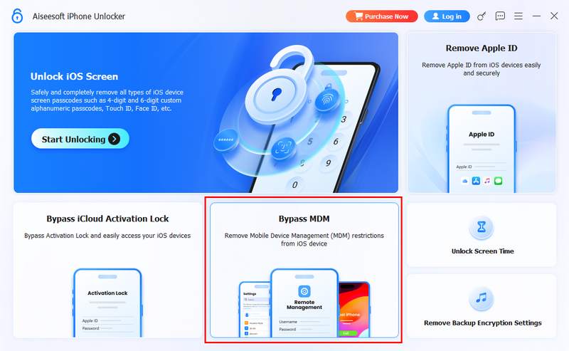 Seleccione Omitir MDM en Aiseesoft iPhone Unlocker