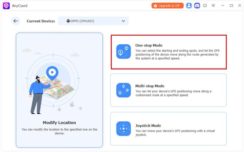 Seleccione el modo de una parada