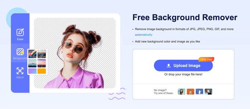 Haga que PFP sea transparente en línea Aisee Eliminador de fondo gratuito