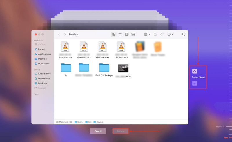 Recuperar vídeos borrados en Mac con Time Machine