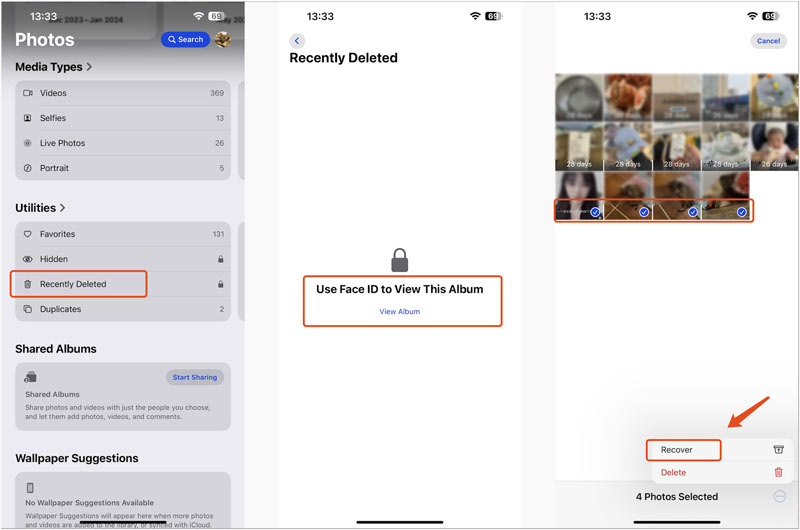 Recuperar vídeos borrados en iPhone Eliminados recientemente