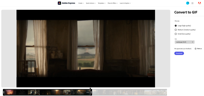 Adobe Express Covnert Vídeo a GIF en línea