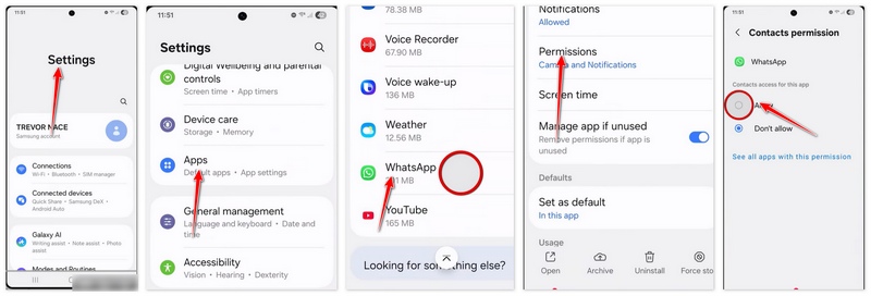 Sincronización de contactos de WhatsApp en Android