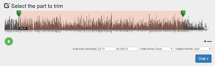 Seleccionar corte de parte de MP3