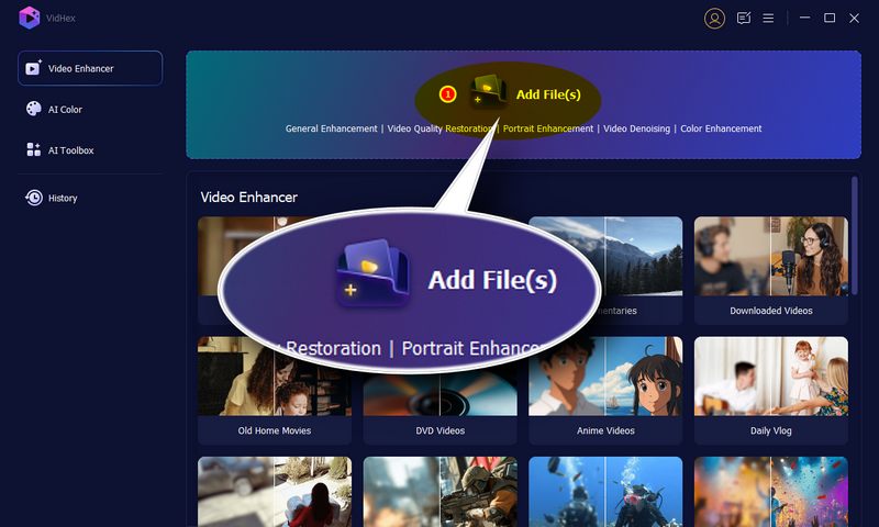 agregar archivos en vidhex
