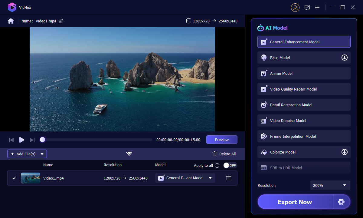 VidHex elige el modelo de IA